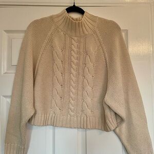 Billabong Cream Cable Knit Turtleneck Sweater